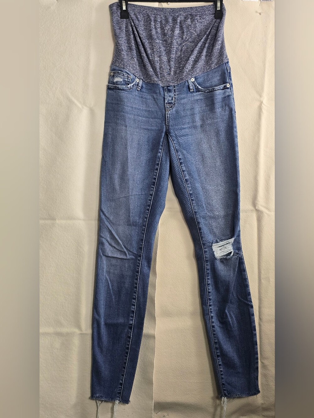 GAP Blue Skinny Maternity Jeans with Heather Gray Panel